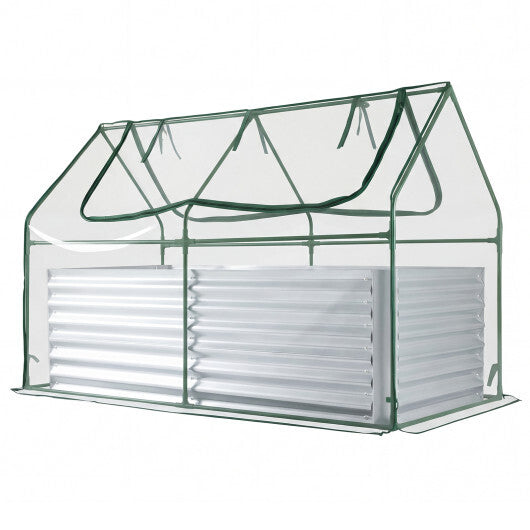 68 x 33 x 21 Inch Galvanized Raised Garden Bed with Cover-Silver LuxuryLifeWay Online Store