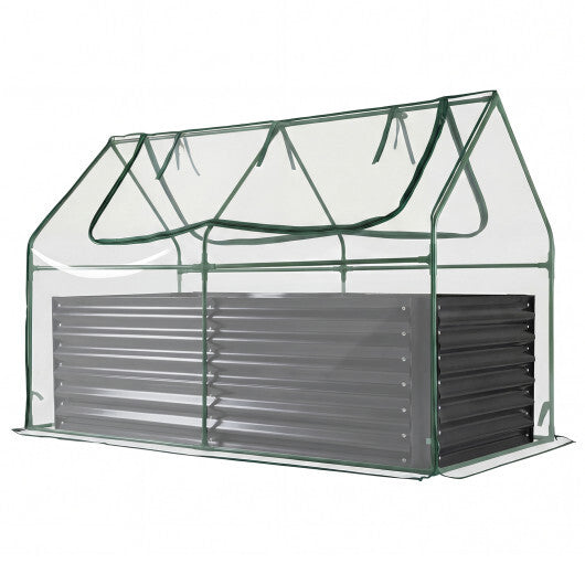 68 x 33 x 21 Inch Galvanized Raised Garden Bed with Cover-Silver LuxuryLifeWay Online Store