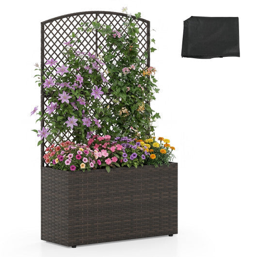 49 Inch Raised Garden Bed with Trellis and Wicker Planter Box-Brown LuxuryLifeWay Online Store