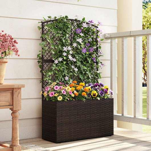 49 Inch Raised Garden Bed with Trellis and Wicker Planter Box-Brown LuxuryLifeWay Online Store