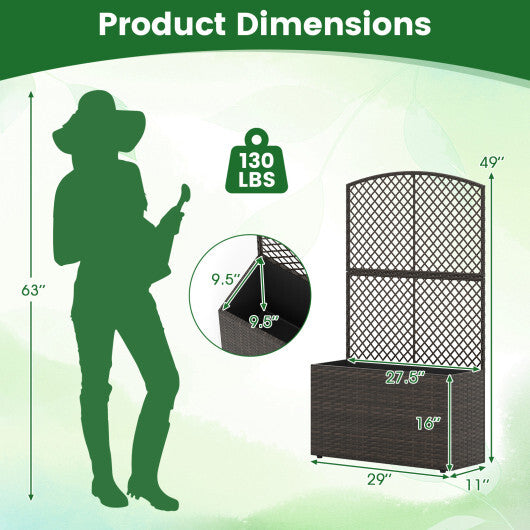 49 Inch Raised Garden Bed with Trellis and Wicker Planter Box-Brown LuxuryLifeWay Online Store