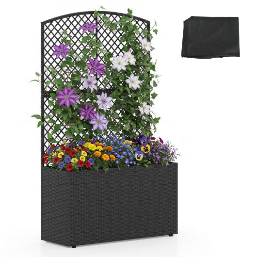49 Inch Raised Garden Bed with Trellis and Wicker Planter Box-Brown LuxuryLifeWay Online Store
