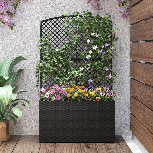 49 Inch Raised Garden Bed with Trellis and Wicker Planter Box-Brown LuxuryLifeWay Online Store