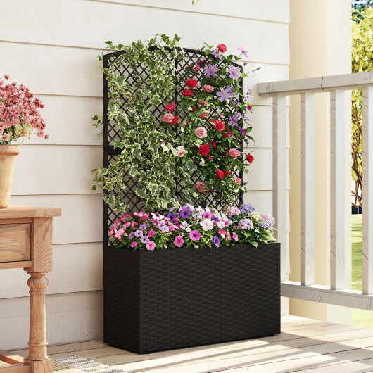49 Inch Raised Garden Bed with Trellis and Wicker Planter Box-Brown LuxuryLifeWay Online Store
