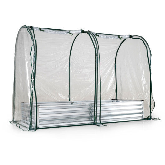 6 x 3 x 1 FT Galvanized Raised Garden Bed with Greenhouse Cover-Silver LuxuryLifeWay Online Store