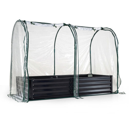 6 x 3 x 1 FT Galvanized Raised Garden Bed with Greenhouse Cover-Silver LuxuryLifeWay Online Store