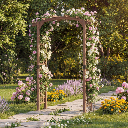 7.5 Ft Garden Arch Wooden Arbor Outdoor Wood Trellis for Climbing Plants-Rustic Brown LuxuryLifeWay Online Store