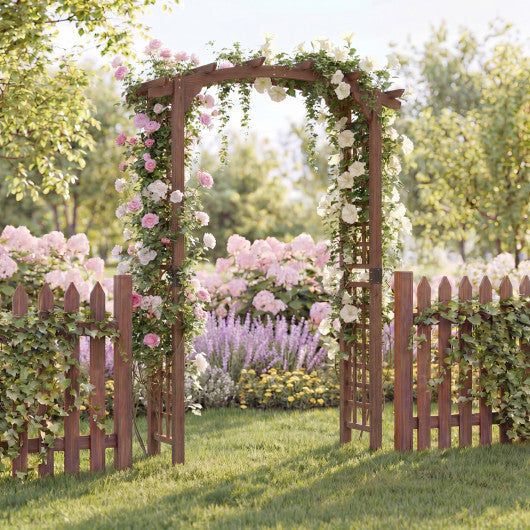 7.5 Ft Garden Arch Wooden Arbor Outdoor Wood Trellis for Climbing Plants-Rustic Brown LuxuryLifeWay Online Store