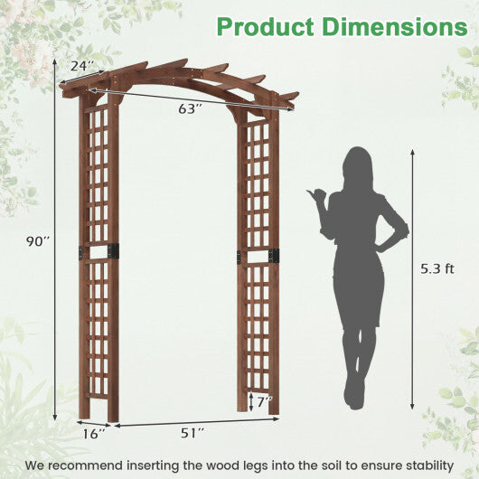7.5 Ft Garden Arch Wooden Arbor Outdoor Wood Trellis for Climbing Plants-Rustic Brown LuxuryLifeWay Online Store