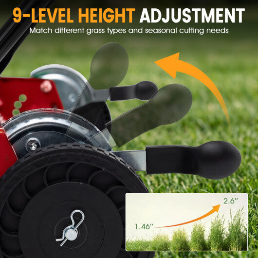 18 Inch Push Reel Lawn Mower 4-Position Adjustable with Removable Grass Catcher-Green LuxuryLifeWay Online Store