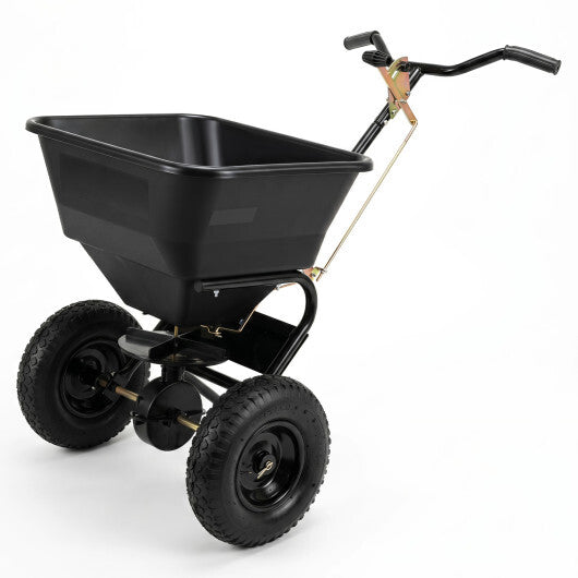 66 LBS Walk-Behind Broadcast Spreader with 13 Inch All-Terrain Tires-Black LuxuryLifeWay Online Store