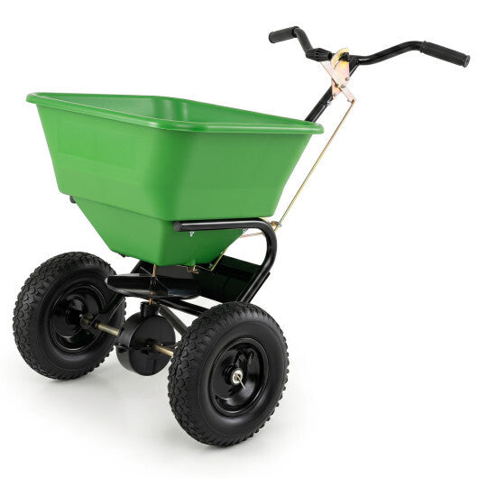 66 LBS Walk-Behind Broadcast Spreader with 13 Inch All-Terrain Tires-Black LuxuryLifeWay Online Store