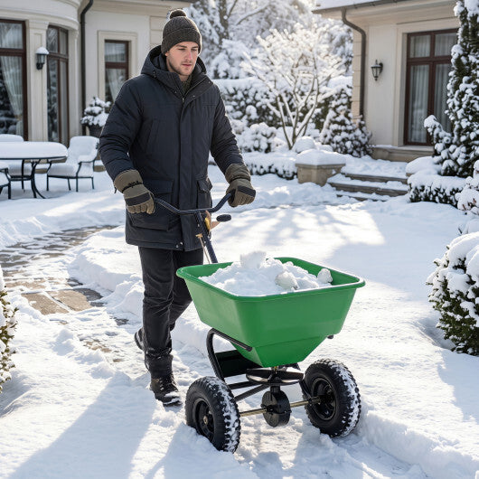 66 LBS Walk-Behind Broadcast Spreader with 13 Inch All-Terrain Tires-Black LuxuryLifeWay Online Store