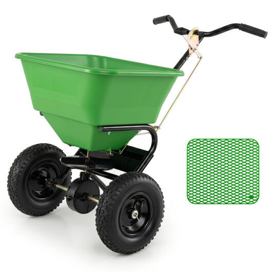 66 LBS Walk-Behind Broadcast Spreader with 13 Inch All-Terrain Tires-Black LuxuryLifeWay Online Store