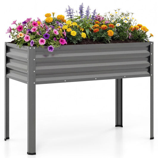 Raised Garden Bed with Legs Electro-Coating Metal Large Elevated Planter Box-Grey LuxuryLifeWay Online Store
