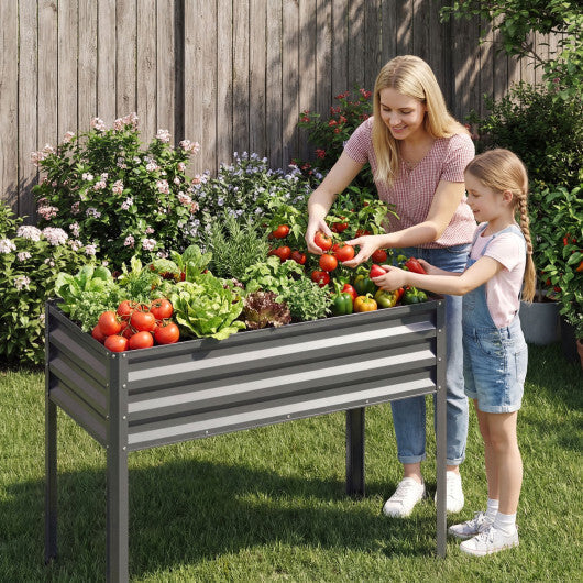 Raised Garden Bed with Legs Electro-Coating Metal Large Elevated Planter Box-Grey LuxuryLifeWay Online Store
