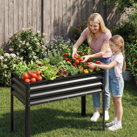 Raised Garden Bed with Legs Electro-Coating Metal Large Elevated Planter Box-Grey LuxuryLifeWay Online Store