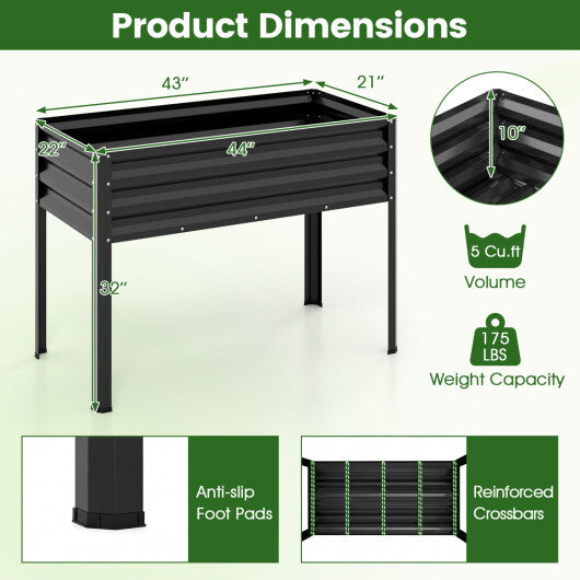 Raised Garden Bed with Legs Electro-Coating Metal Large Elevated Planter Box-Grey LuxuryLifeWay Online Store