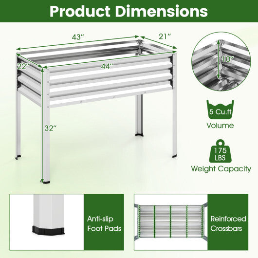 Raised Garden Bed Set of 2 Electro-Coating Metal Large Elevated Planter Box-Silver LuxuryLifeWay Online Store