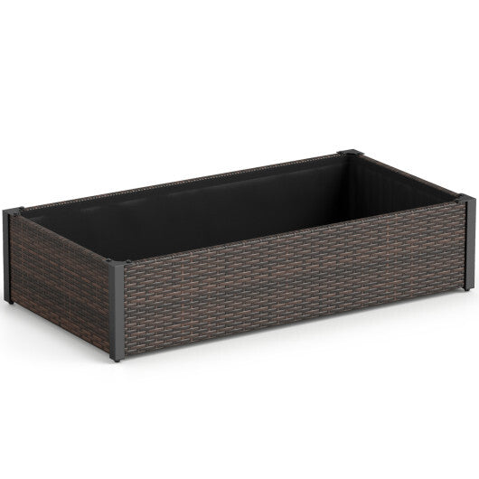 PE Rattan Elevated Raised Garden Bed with Open-Ended Base-Brown LuxuryLifeWay Online Store