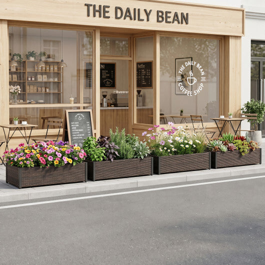 PE Rattan Elevated Raised Garden Bed with Open-Ended Base-Brown LuxuryLifeWay Online Store