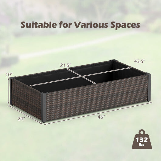 PE Rattan Elevated Raised Garden Bed with Open-Ended Base-Brown LuxuryLifeWay Online Store