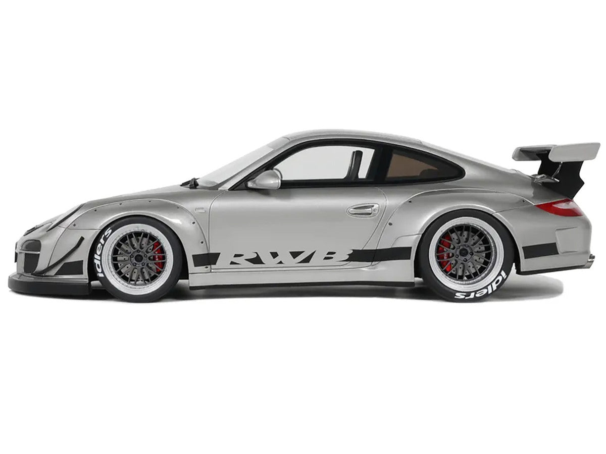 2024 Porsche 911 RWB Abu Silver Metallic with Black Hood 1/18 Model Car by GT Spirit LuxuryLifeWay Online Store