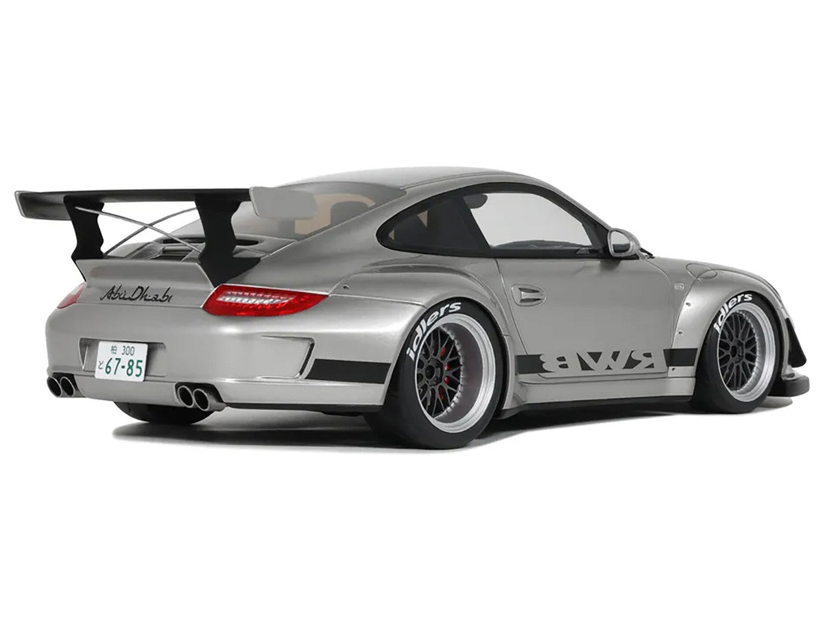 2024 Porsche 911 RWB Abu Silver Metallic with Black Hood 1/18 Model Car by GT Spirit LuxuryLifeWay Online Store