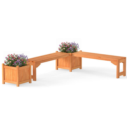 Set of 2 Outdoor Bench with Raised Garden Bed with Spacious Seat and Detachable Bottom Plates-Orange LuxuryLifeWay Online Store