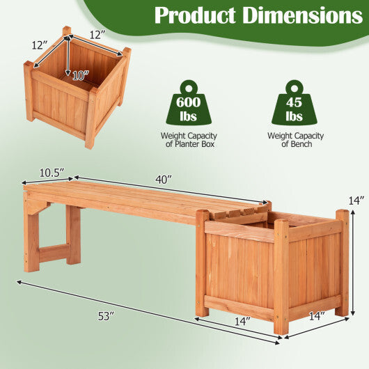 Set of 2 Outdoor Bench with Raised Garden Bed with Spacious Seat and Detachable Bottom Plates-Orange LuxuryLifeWay Online Store