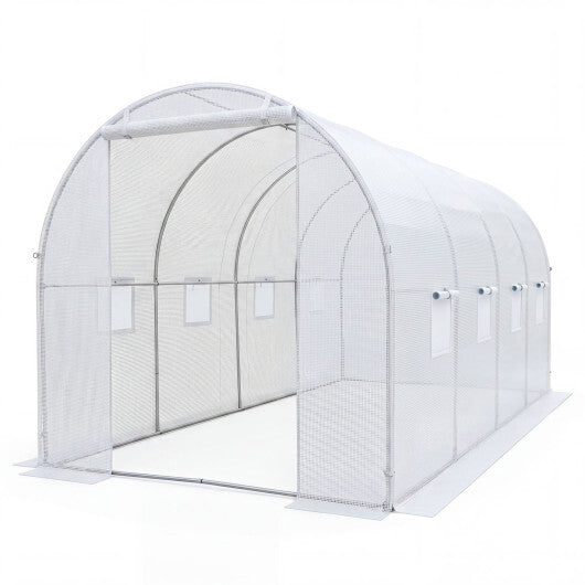 15 x 7 x 7 ft Walk-in Tunnel Greenhouse for Outdoors-White LuxuryLifeWay Online Store