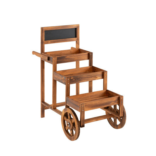 3-Tier Carbonized Fir Wood Plant Display Stand Wooden Dessert Candy Cart-Brown LuxuryLifeWay Online Store
