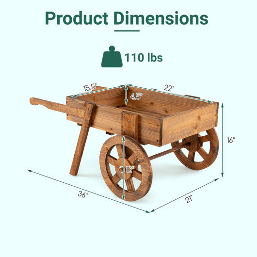 Wooden Wagon Planter with Wheels for Indoor and Outdoor Use-Brown LuxuryLifeWay Online Store