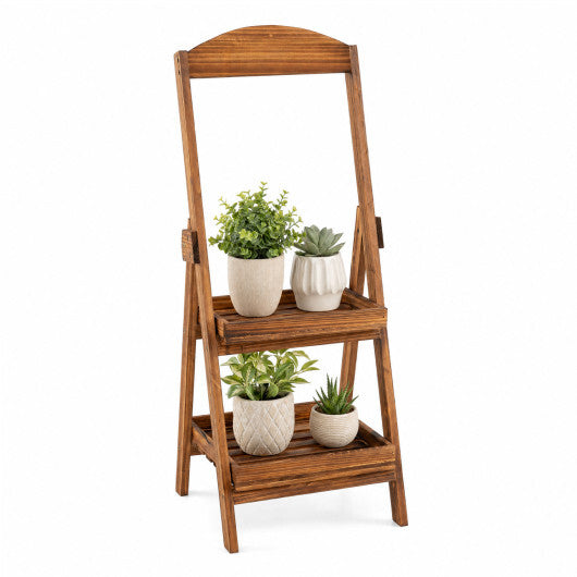 2-Tier Ladder Shelf Rustic Plant Stand with Fir Wood Frame-Rusticbrown LuxuryLifeWay Online Store