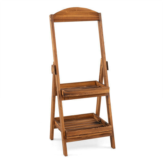 2-Tier Ladder Shelf Rustic Plant Stand with Fir Wood Frame-Rusticbrown LuxuryLifeWay Online Store