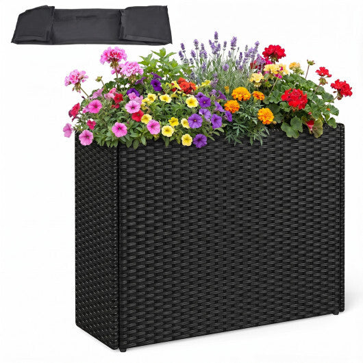 Raised Garden Bed All-Weather PE Rattan Wicker Flowerpot with Liner LuxuryLifeWay Online Store