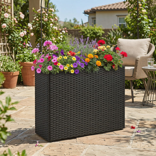 Raised Garden Bed All-Weather PE Rattan Wicker Flowerpot with Liner LuxuryLifeWay Online Store