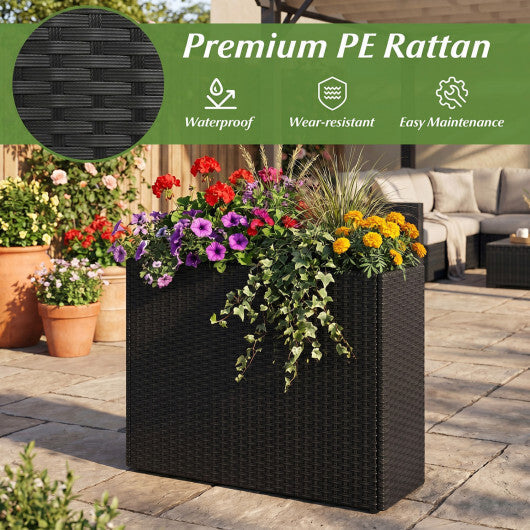 Raised Garden Bed All-Weather PE Rattan Wicker Flowerpot with Liner LuxuryLifeWay Online Store