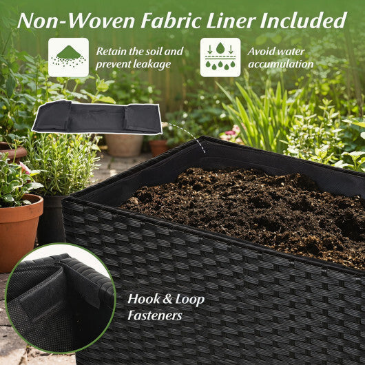 Raised Garden Bed All-Weather PE Rattan Wicker Flowerpot with Liner LuxuryLifeWay Online Store