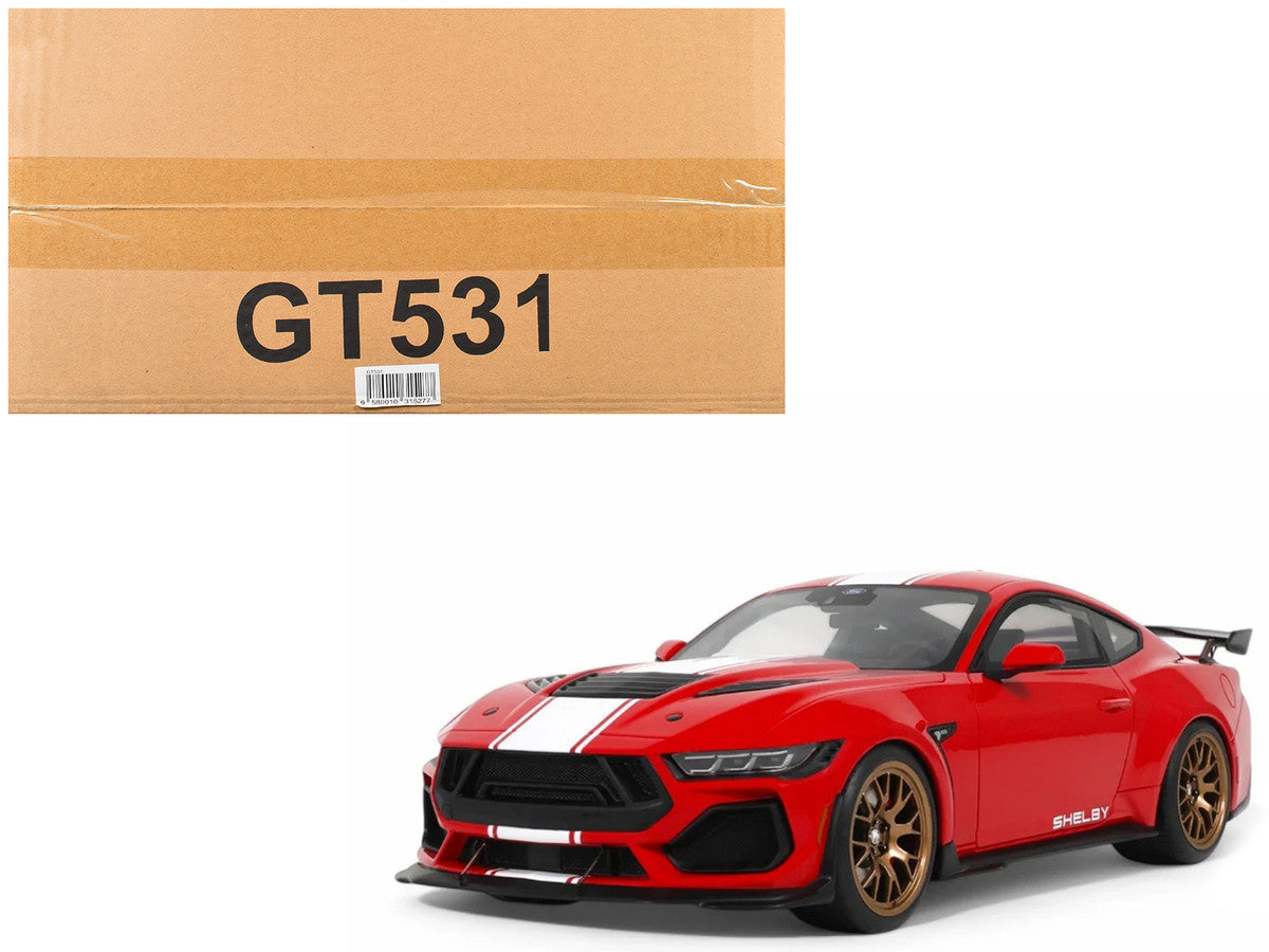 2025 Shelby Mustang Supersnake Race Red with White Stripes 1/18 Model Car by GT Spirit LuxuryLifeWay Online Store
