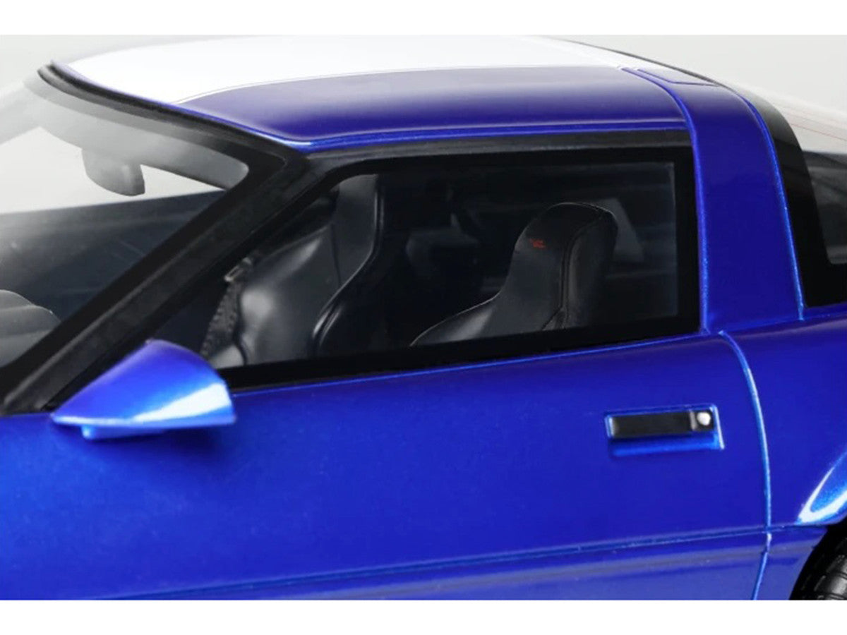 1996 Chevrolet Corvette C4 Grand Sport Blue Metallic with White Stripe 1/18 Model Car by GT Spirit LuxuryLifeWay Online Store
