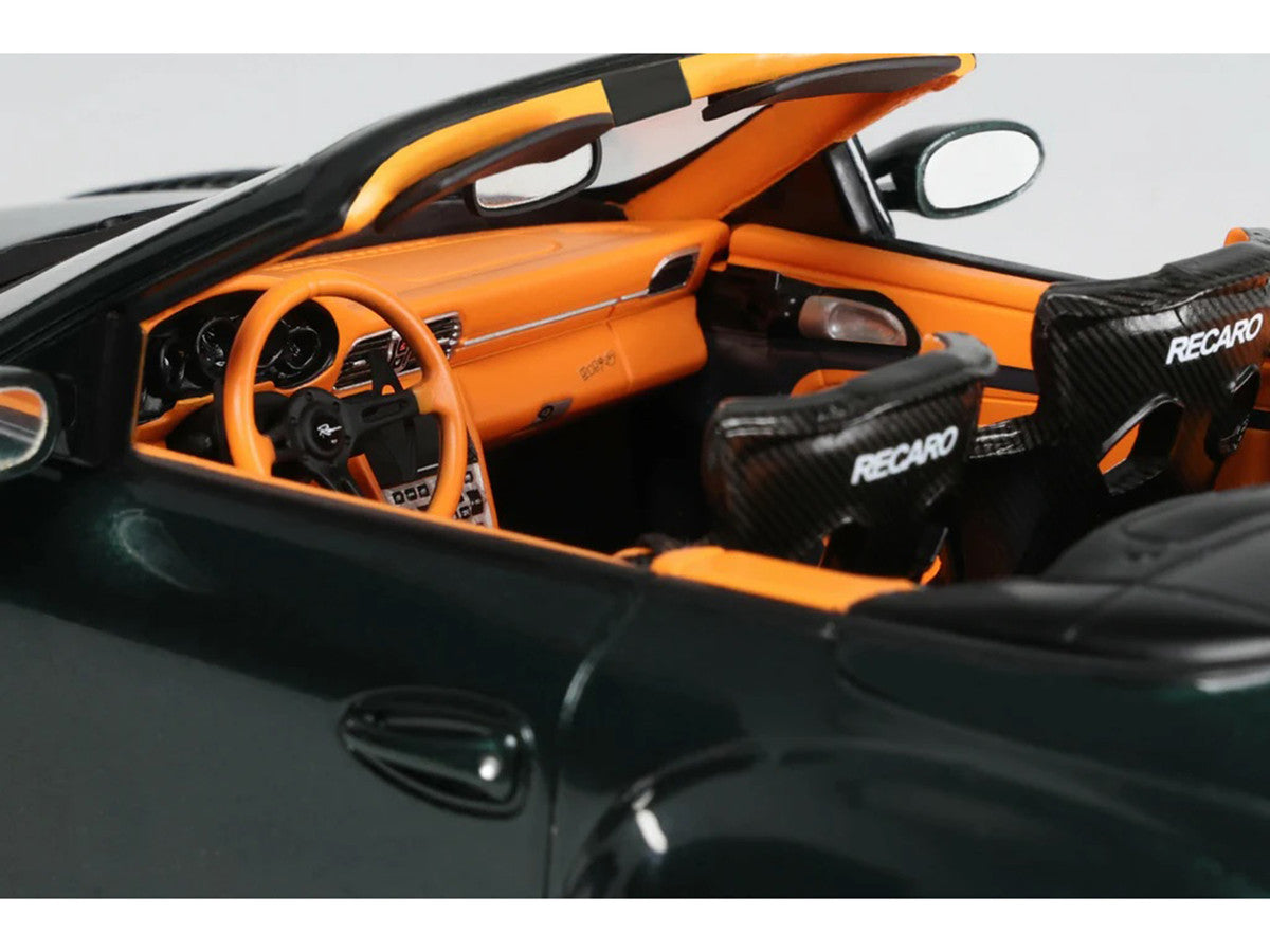 2024 Porsche 911 (997) Old & New Tokyo Auto Salon Cabriolet Dark Green Metallic with Orange Interior 1/18 Model Car by GT Spirit LuxuryLifeWay Online Store