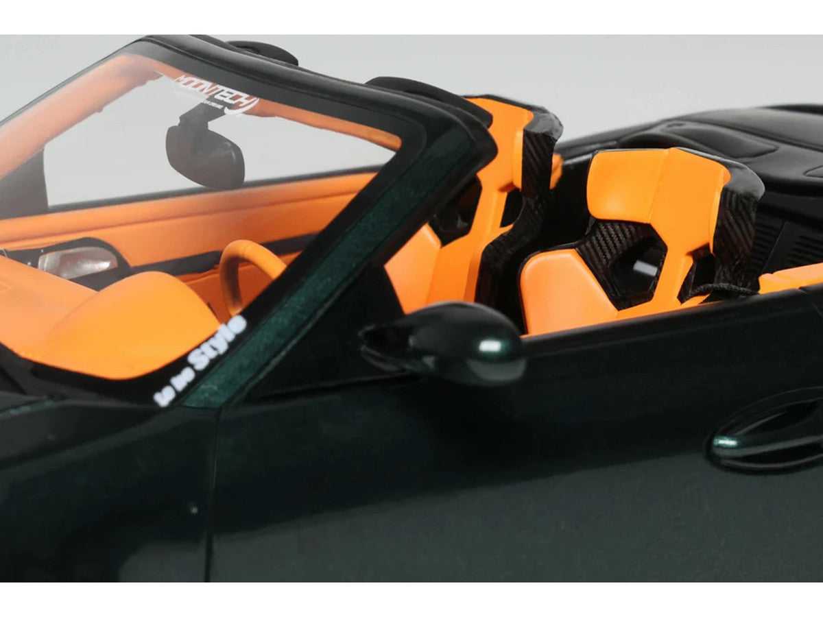 2024 Porsche 911 (997) Old & New Tokyo Auto Salon Cabriolet Dark Green Metallic with Orange Interior 1/18 Model Car by GT Spirit LuxuryLifeWay Online Store