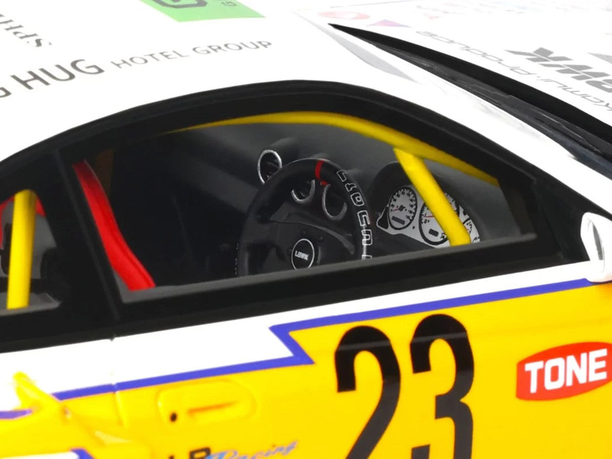 2021 Nissan Silvia (S15) LB-Super Silhouette RHD (Right Hand Drive) #23 White with Yellow Stripes 1/18 Model Car by GT Spirit LuxuryLifeWay Online Store
