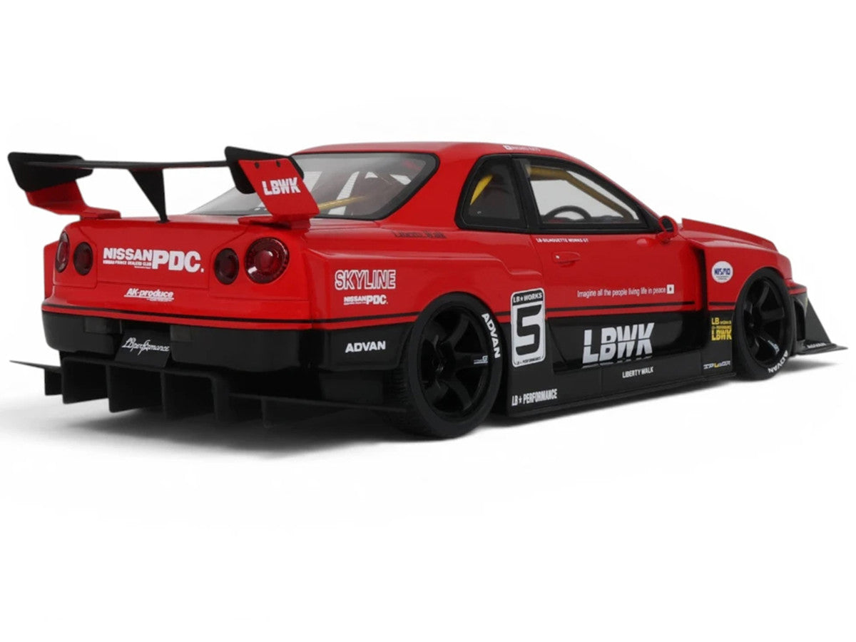 2020 Nissan Skyline GT-R (R34) LB-Super Silhouette RHD (Right Hand Drive) #5 Red and Black 1/18 Model Car by GT Spirit LuxuryLifeWay Online Store