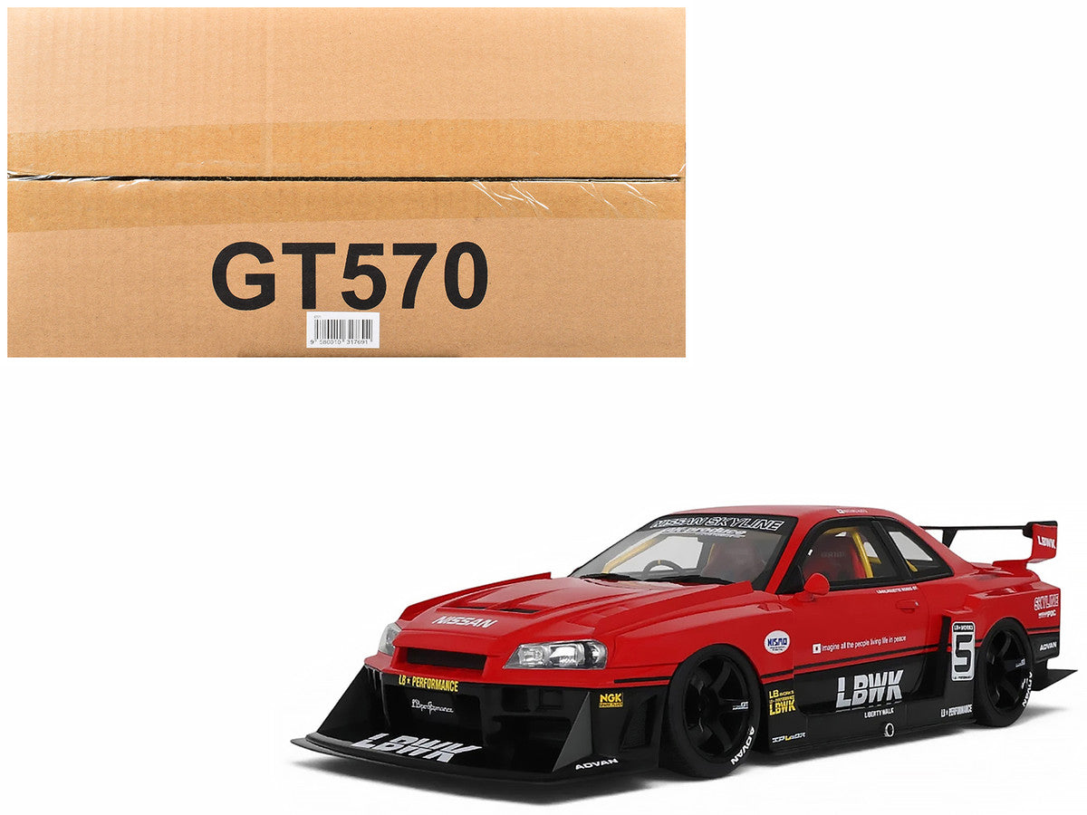 2020 Nissan Skyline GT-R (R34) LB-Super Silhouette RHD (Right Hand Drive) #5 Red and Black 1/18 Model Car by GT Spirit LuxuryLifeWay Online Store