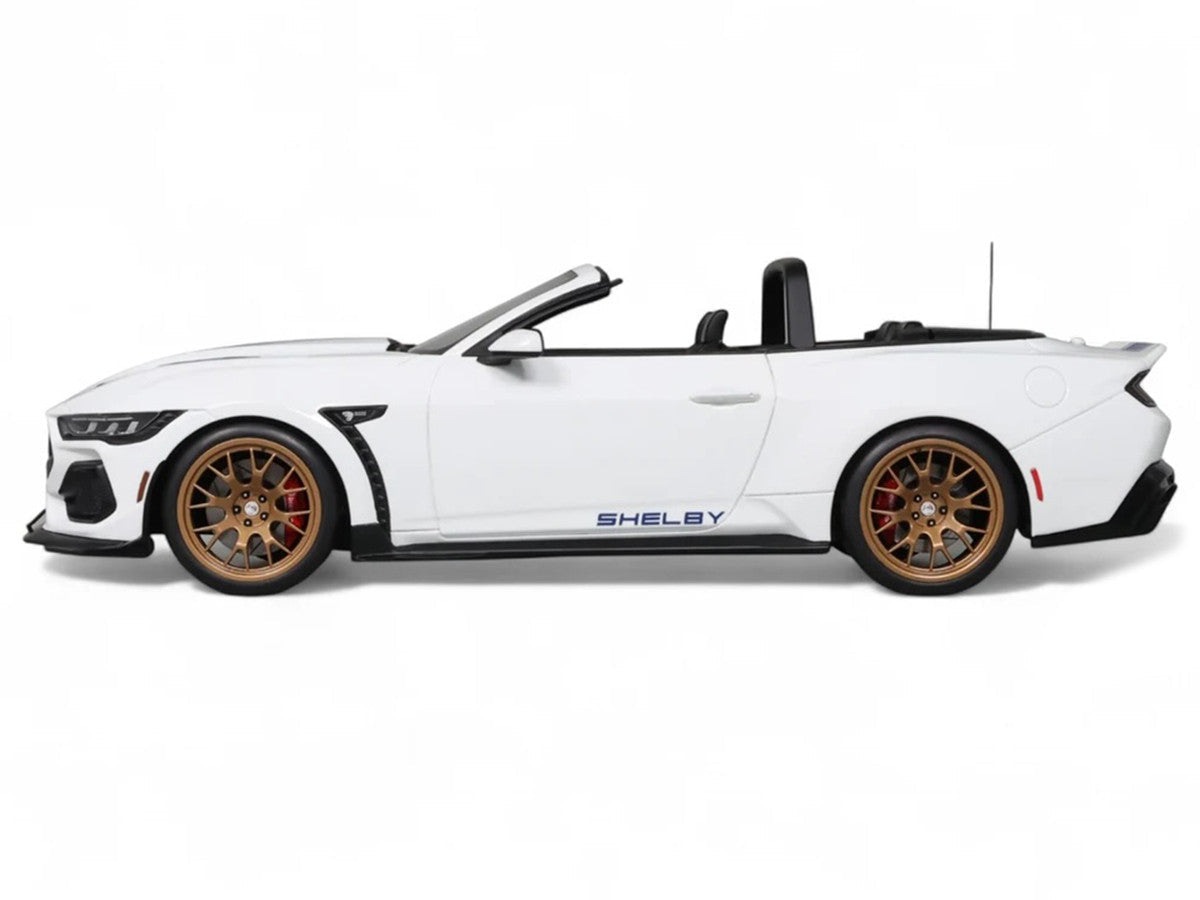 2025 Shelby Mustang Supersnake Convertible White with Blue Stripes 1/18 Model Car by GT Spirit LuxuryLifeWay Online Store