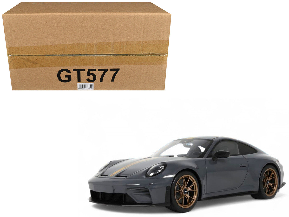 2025 Porsche 911 (992.2) GT3 Touring Gray with Gold Stripe 1/18 Model Car by GT Spirit LuxuryLifeWay Online Store