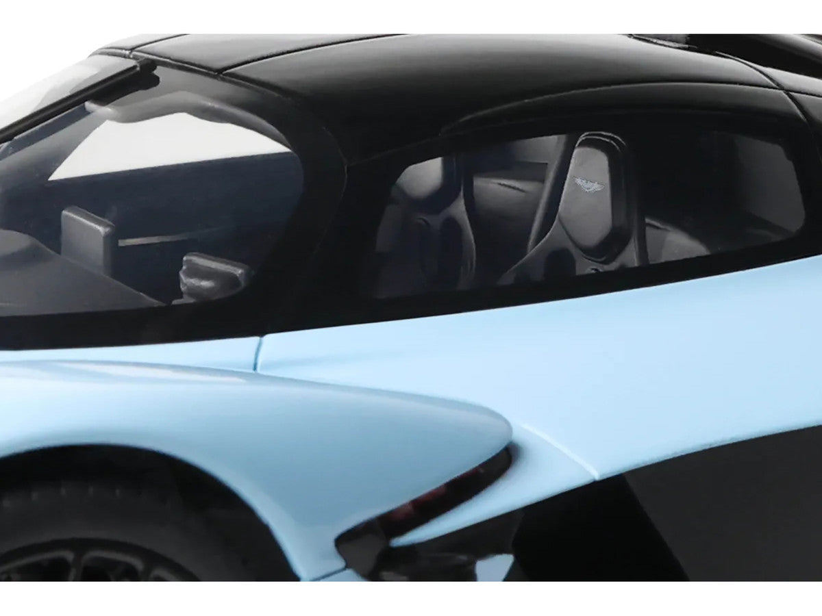 2023 Aston Martin Valkyrie Light Blue with Black Top 1/18 Model Car by GT Spirit LuxuryLifeWay Online Store
