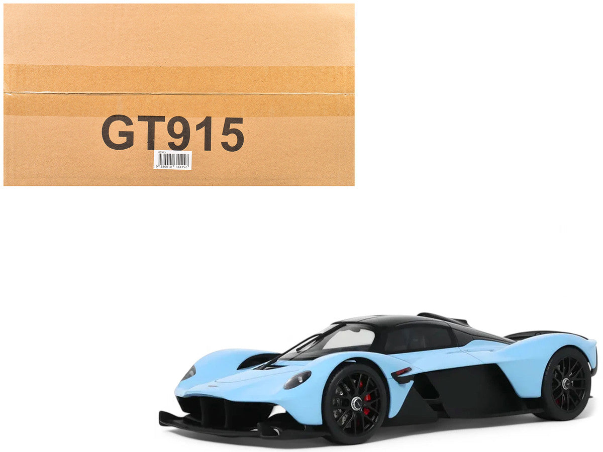 2023 Aston Martin Valkyrie Light Blue with Black Top 1/18 Model Car by GT Spirit LuxuryLifeWay Online Store